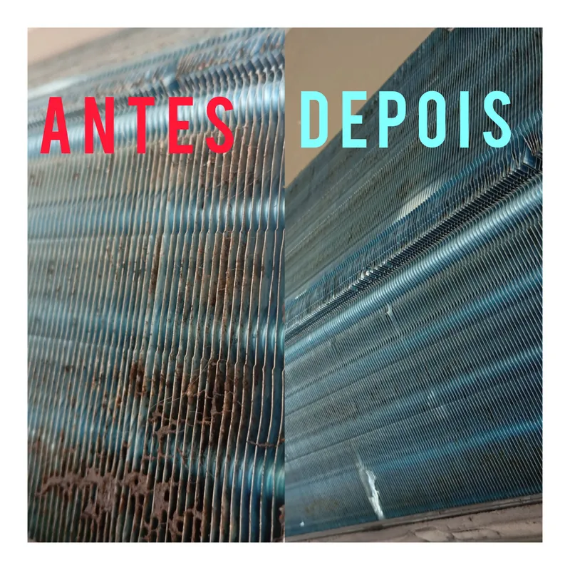 Serpentina de ar-condicionado antes e depois da higienização